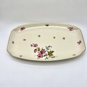 VTG Rosenthal Primrose Porcelain Floral Serving Platter Ivory Gold Trim Germany